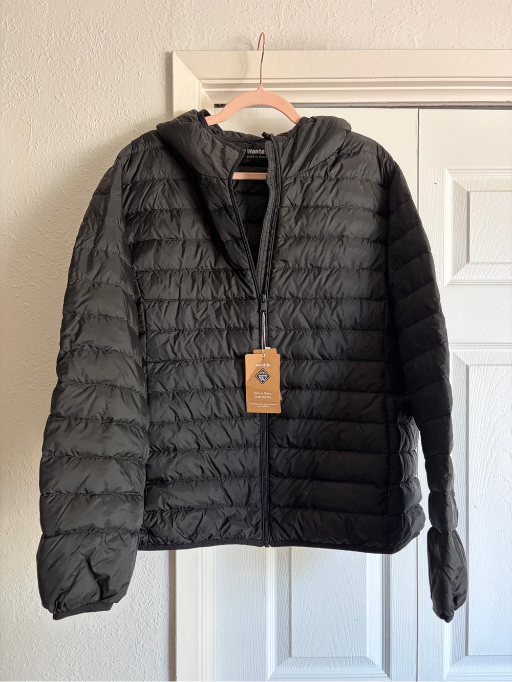 Wantdo Lightweight Packable down puffer jacket in black XXL